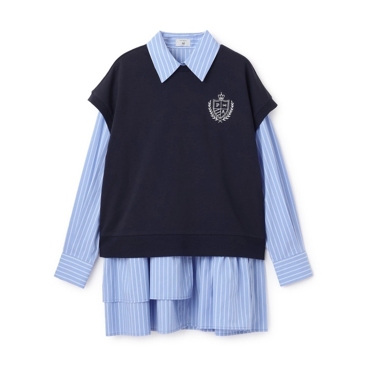 ポンポネット アミ(POM PONETTE AMI)の【AMI】ミニ裏毛ベスト×ペプラムシャツワンピース シャツ・ブラウス