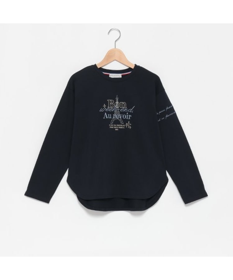 ポンポネットジュニア(pom ponette junior)のキラキラエッフェルTシャツ ネイビー(094)