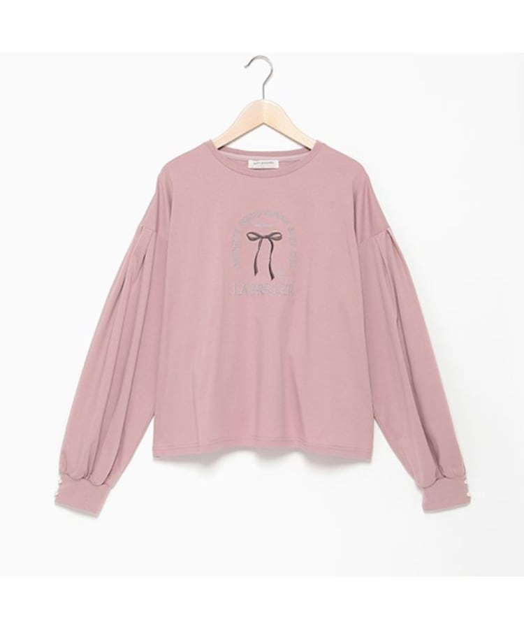 ポンポネットジュニア(pom ponette junior)のリボンモチーフTシャツ ピンク(073)