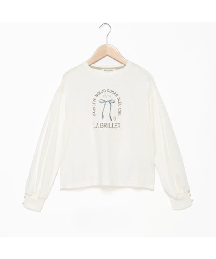 ポンポネットジュニア(pom ponette junior)のリボンモチーフTシャツ オフホワイト(003)