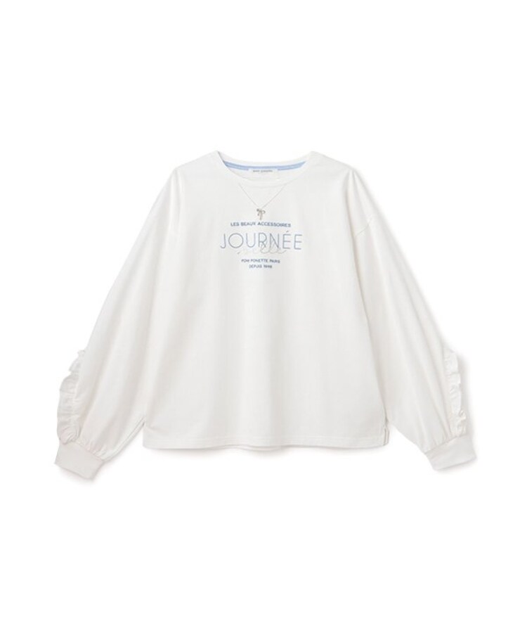 ポンポネットジュニア(pom ponette junior)のフリルネックレスロンTEE オフホワイト(003)