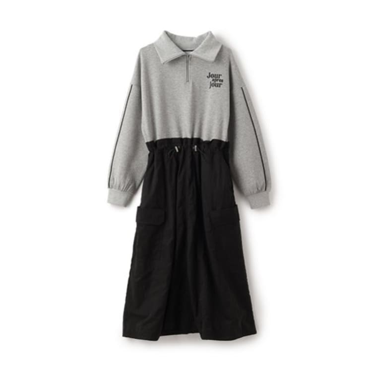 ポンポネットジュニア(pom ponette junior)の【あったか】ハーフジップカーゴワンピース ミドルワンピース