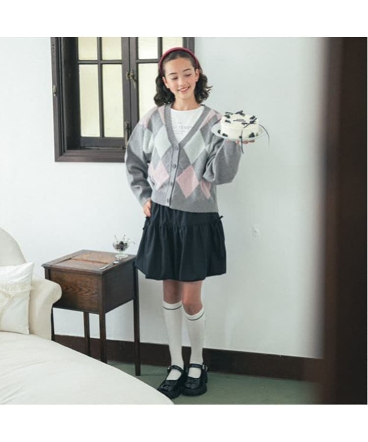 ポンポネットジュニア(pom ponette junior)のアーガイルシャギーカーディガンTシャツセット19