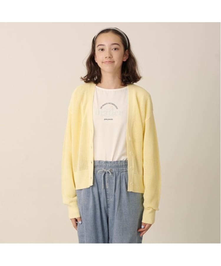ポンポネットジュニア(pom ponette junior)の【Cuugal掲載】メッシュニットカーディガンロンTセット2