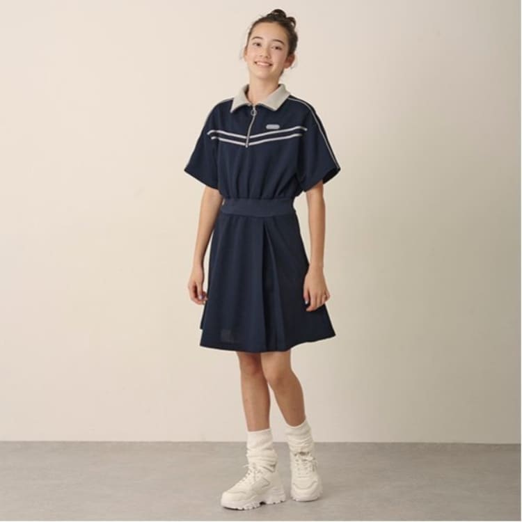 ポンポネットジュニア(pom ponette junior)のハーフZIPカットワンピース ミドルワンピース
