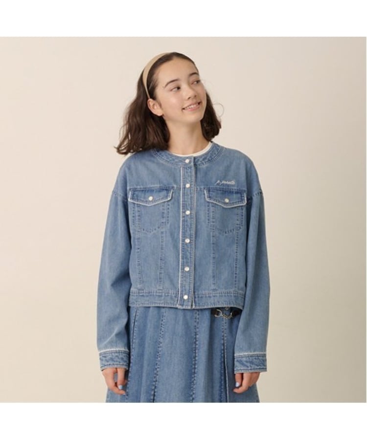 ポンポネットジュニア(pom ponette junior)のノーカラーデニムジャケット2