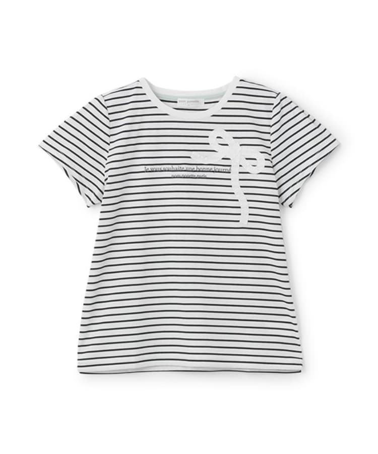 ポンポネットジュニア(pom ponette junior)のギャザーリボンTシャツ ブラック(219)