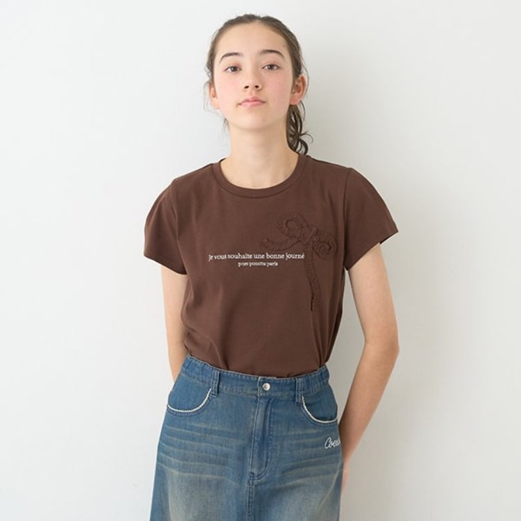 ポンポネットジュニア(pom ponette junior)のギャザーリボンTシャツ Ｔシャツ