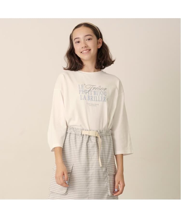ポンポネットジュニア(pom ponette junior)の【GOOD PRICE】6分袖ロゴTシャツ ホワイト(001)