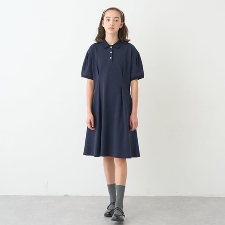 ポンポネットジュニア(pom ponette junior)の*【接触冷感】ポロ衿カットワンピース ミドルワンピース
