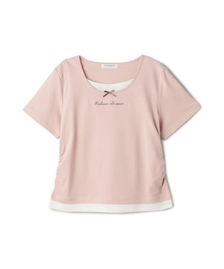 ポンポネットジュニア(pom ponette junior)の【ニコ☆プチ掲載】フェイクレイヤードTシャツ ライトピンク(070)