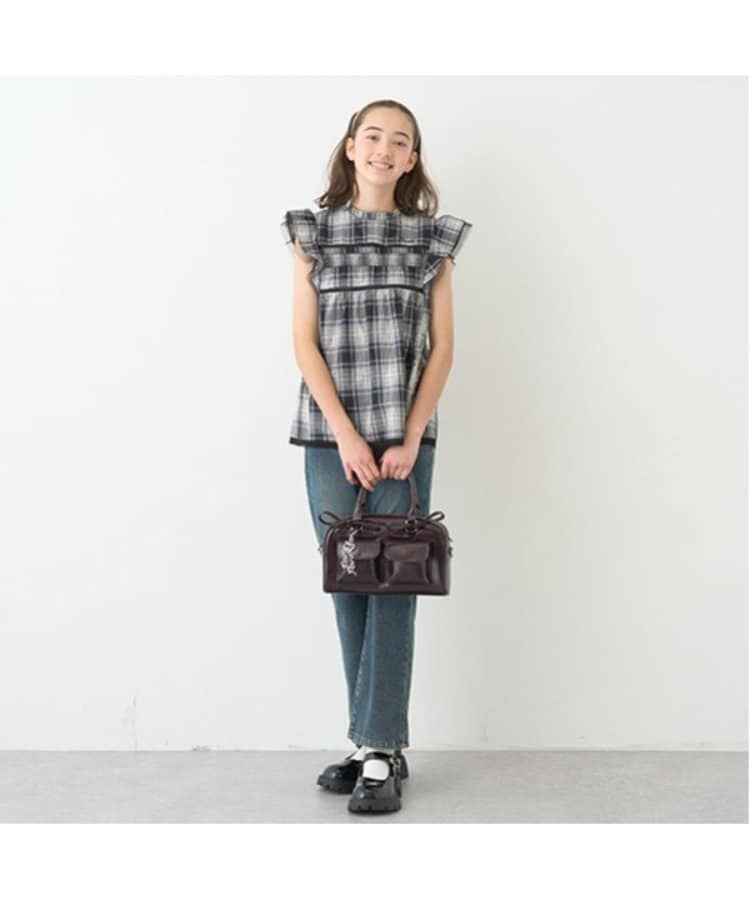 ポンポネットジュニア(pom ponette junior)の【のびのび】カットデニムフレアパンツ6