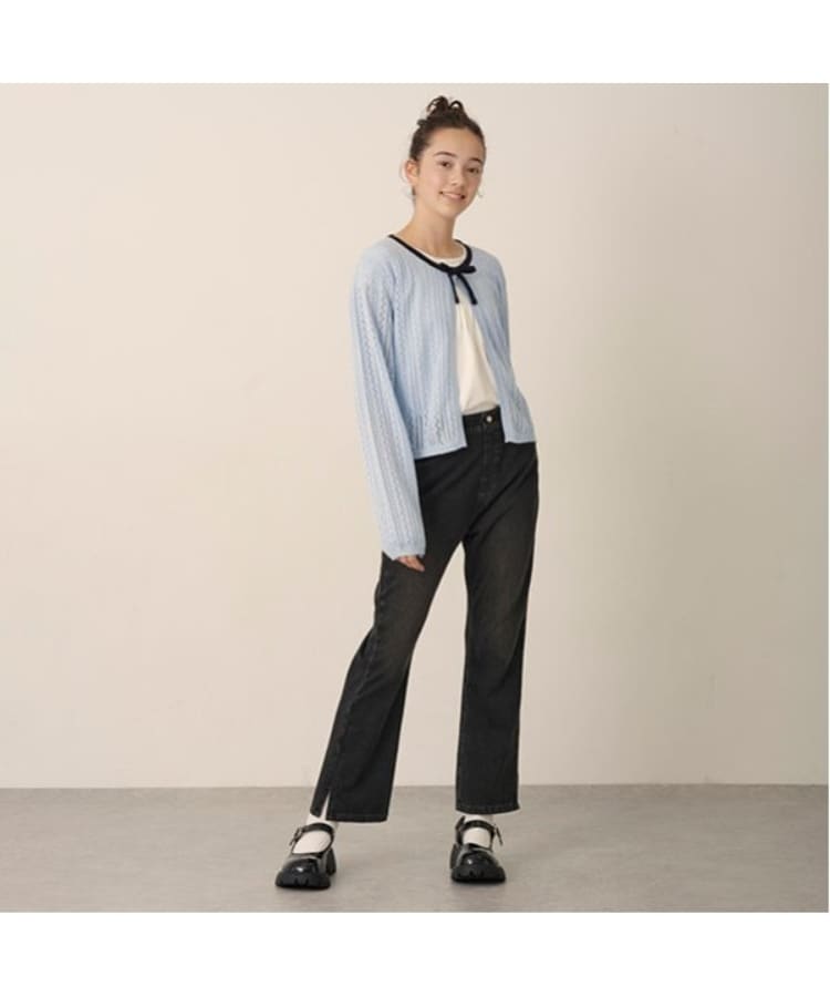 ポンポネットジュニア(pom ponette junior)の【のびのび】カットデニムフレアパンツ11