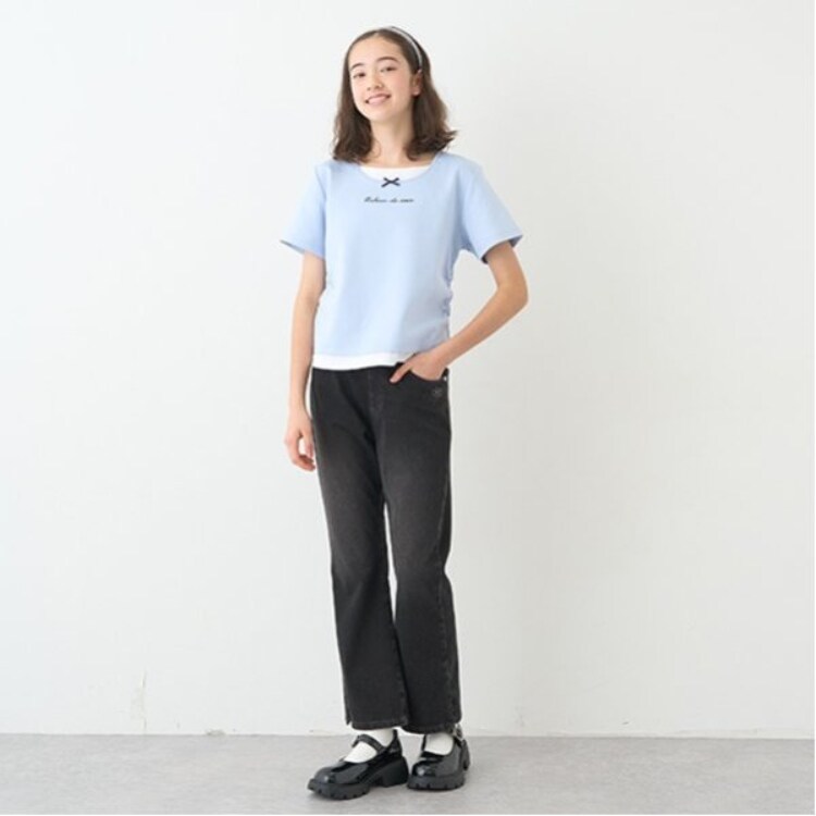 ポンポネットジュニア(pom ponette junior)の【のびのび】カットデニムフレアパンツ その他