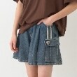 ポンポネットジュニア(pom ponette junior)の【のびのび】カットデニムカーゴショートパンツ ブルー(291)