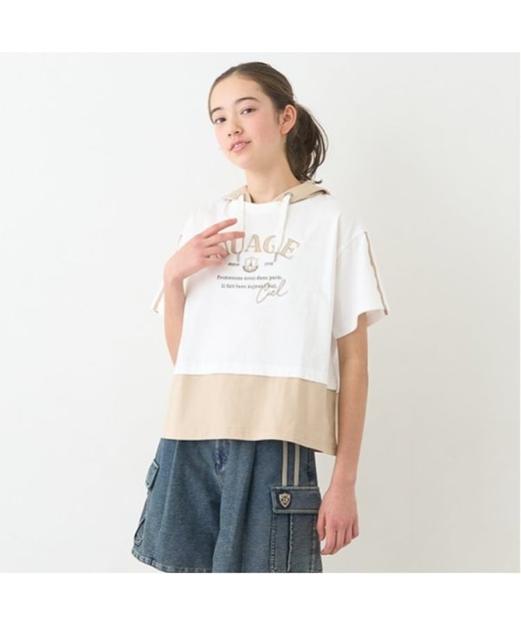 ポンポネットジュニア(pom ponette junior)の2WAYフェイクレイヤードパーカ8