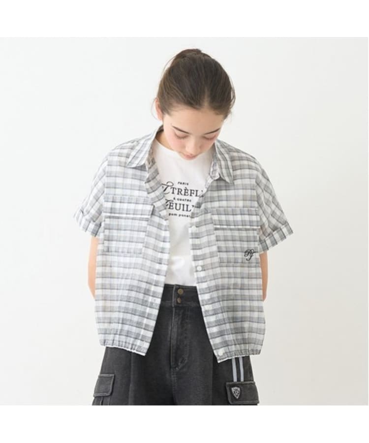 ポンポネットジュニア(pom ponette junior)の【ニコ☆プチ掲載】シアーシャツ＋ロゴTシャツセット ブラック(219)