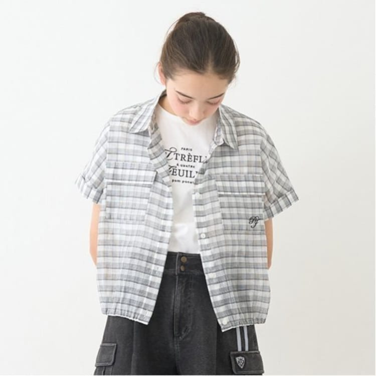ポンポネットジュニア(pom ponette junior)の【ニコ☆プチ掲載】シアーシャツ＋ロゴTシャツセット シャツ・ブラウス