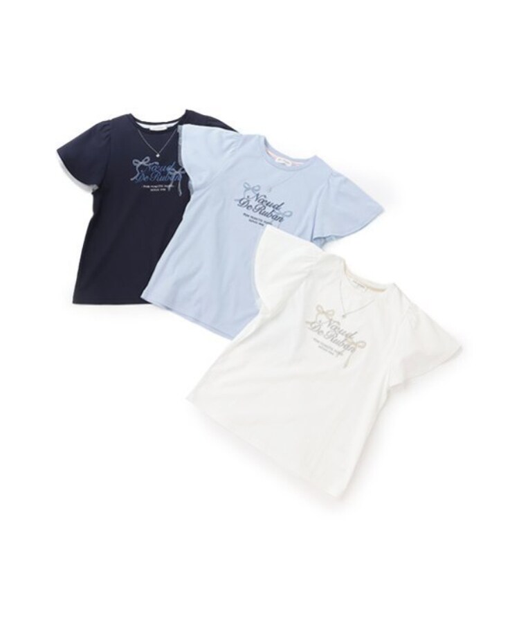 ポンポネットジュニア(pom ponette junior)のネックレス風刺しゅうフレアスリーブTシャツ10