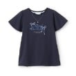 ポンポネットジュニア(pom ponette junior)のネックレス風刺しゅうフレアスリーブTシャツ ネイビー(094)