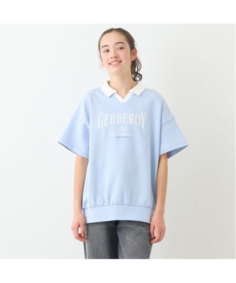 ポンポネットジュニア(pom ponette junior)のスキッパーロゴTシャツ ブルー(191)