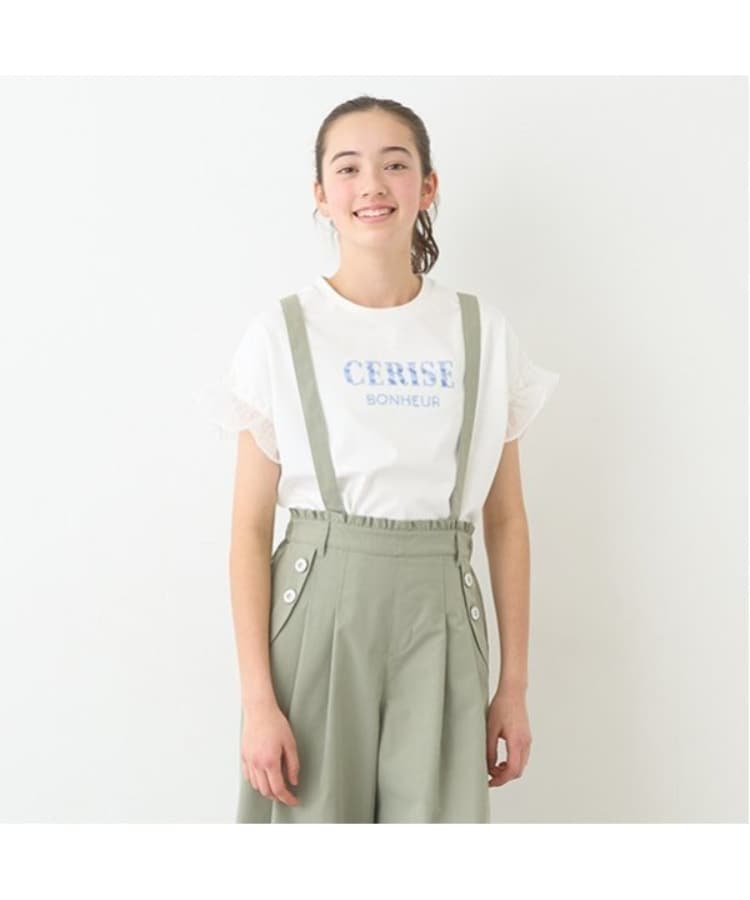 ポンポネットジュニア(pom ponette junior)の【ニコ☆プチ掲載】スパンコールロゴTシャツ ホワイト(001)