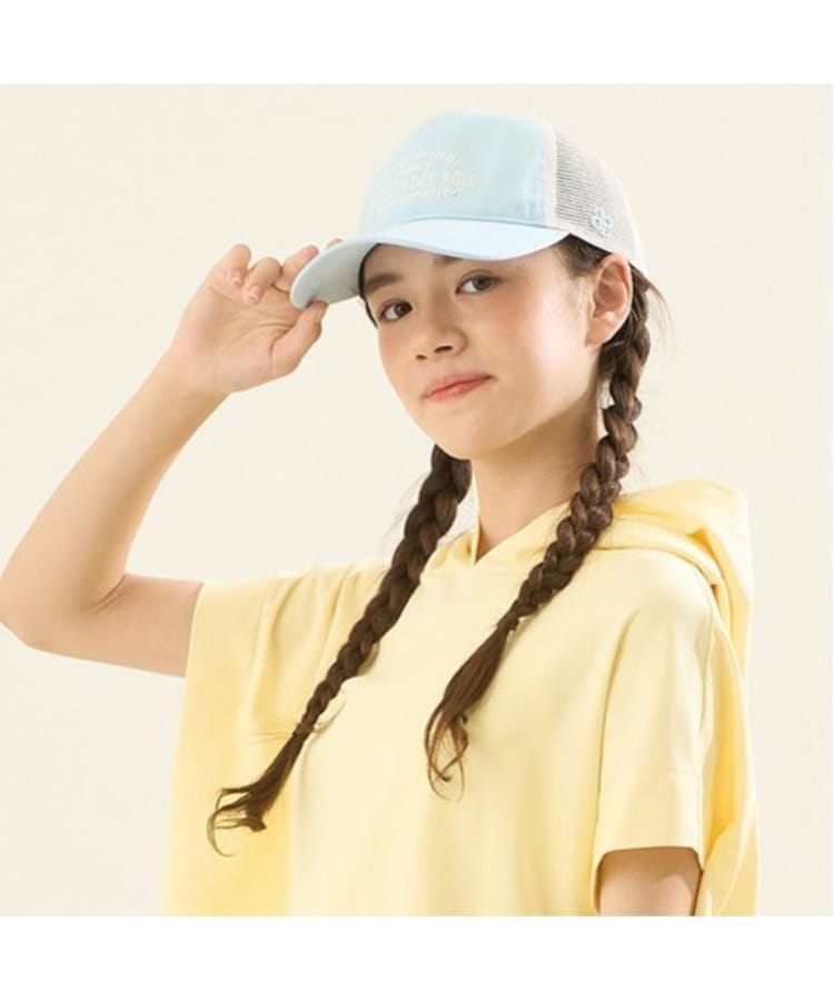 ポンポネットジュニア(pom ponette junior)のロゴ刺しゅうメッシュCAP サックスブルー(090)