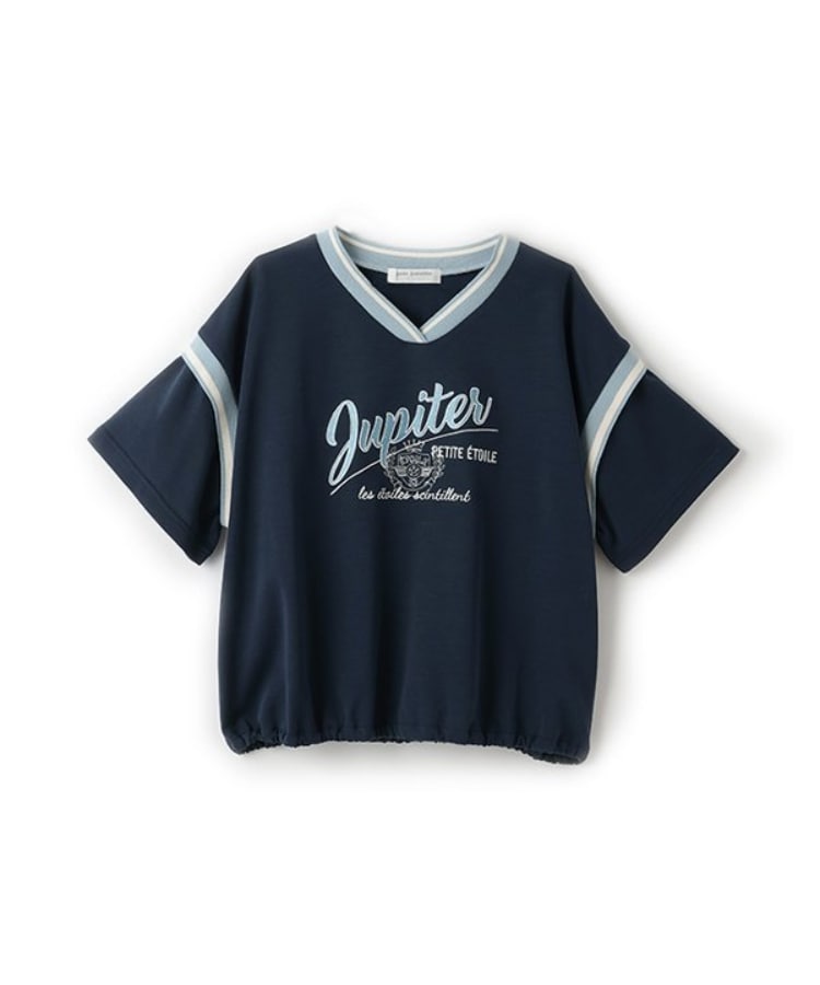 ポンポネットジュニア(pom ponette junior)の【ニコ☆プチ掲載】リブラインTシャツ ネイビー(094)