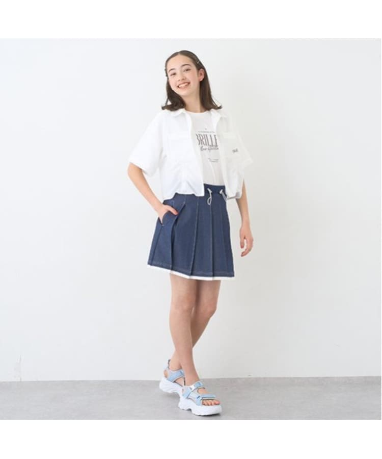 ポンポネットジュニア(pom ponette junior)の【Cuugal掲載】カットデニムプリーツスカパン24
