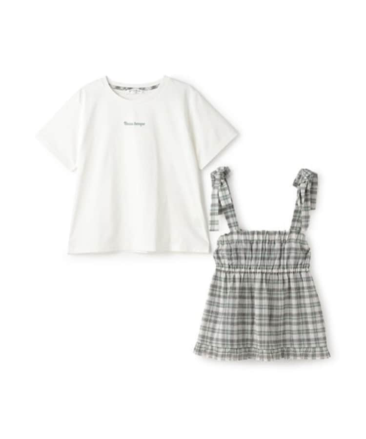 ポンポネットジュニア(pom ponette junior)の【機能素材】チェックビスチェ＋Tシャツセット2
