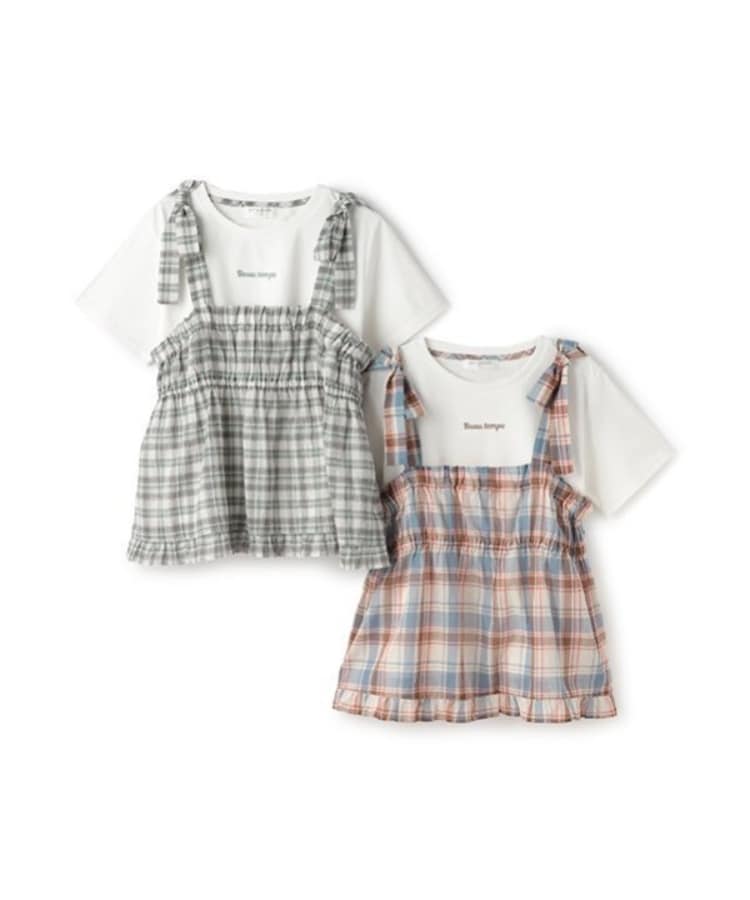 ポンポネットジュニア(pom ponette junior)の【機能素材】チェックビスチェ＋Tシャツセット12
