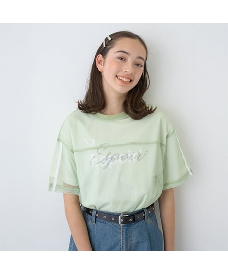 ポンポネットジュニア(pom ponette junior)の【ニコ☆プチ掲載】メッシュTシャツセット ライトグリーン(120)