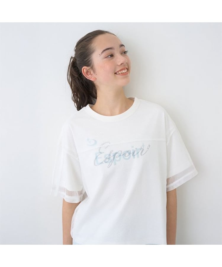 ポンポネットジュニア(pom ponette junior)の【ニコ☆プチ掲載】メッシュTシャツセット オフホワイト(003)