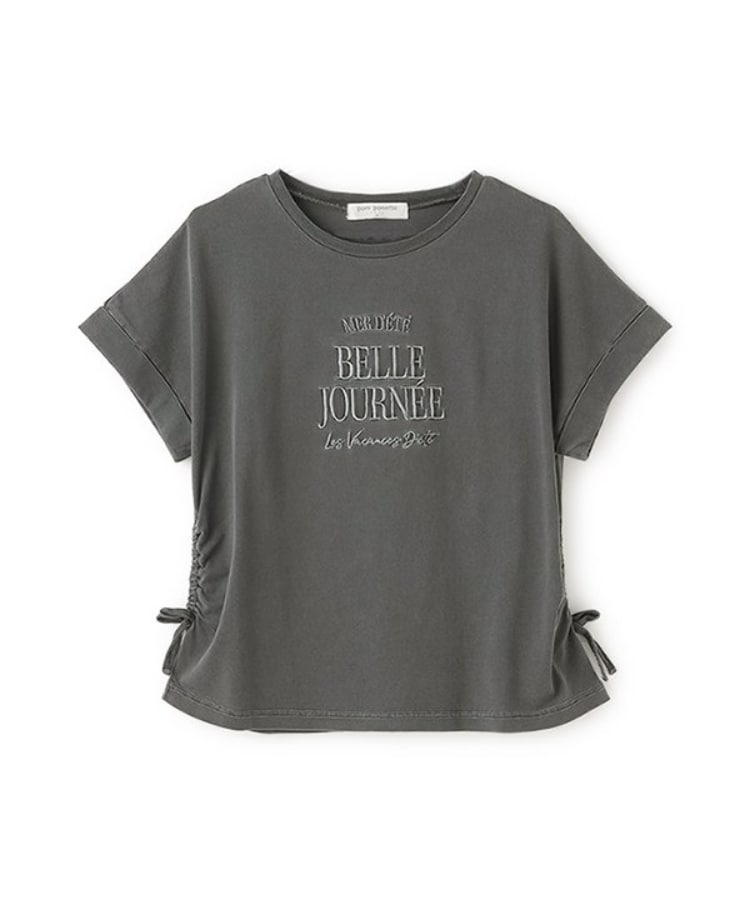 ポンポネットジュニア(pom ponette junior)のピグメント加工ロゴTシャツ グレー(212)