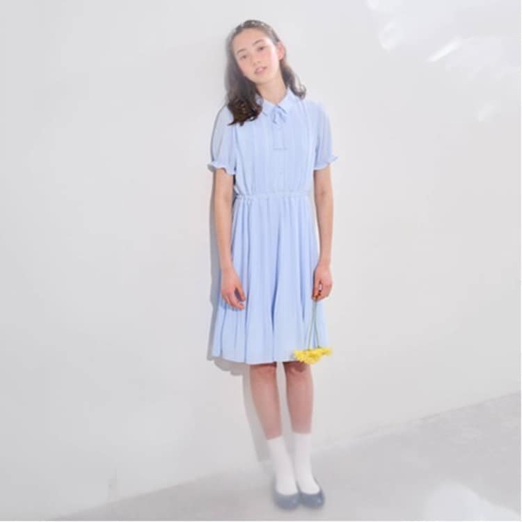 ポンポネットジュニア(pom ponette junior)の衿つきプリーツシフォンワンピース その他