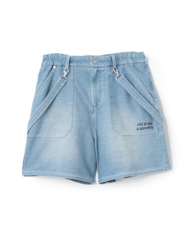 ポンポネットジュニア(pom ponette junior)の【のびのび】サスペンダー風カットデニムショーパン13
