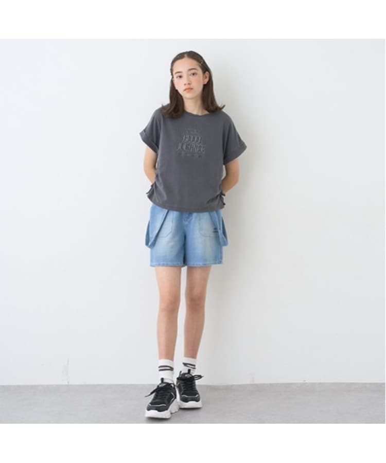 ポンポネットジュニア(pom ponette junior)の【のびのび】サスペンダー風カットデニムショーパン21
