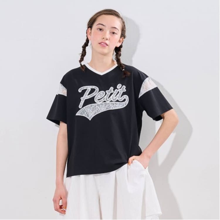 ポンポネットジュニア(pom ponette junior)の【接触冷感】レースワッペンロゴ刺しゅうTシャツ Ｔシャツ