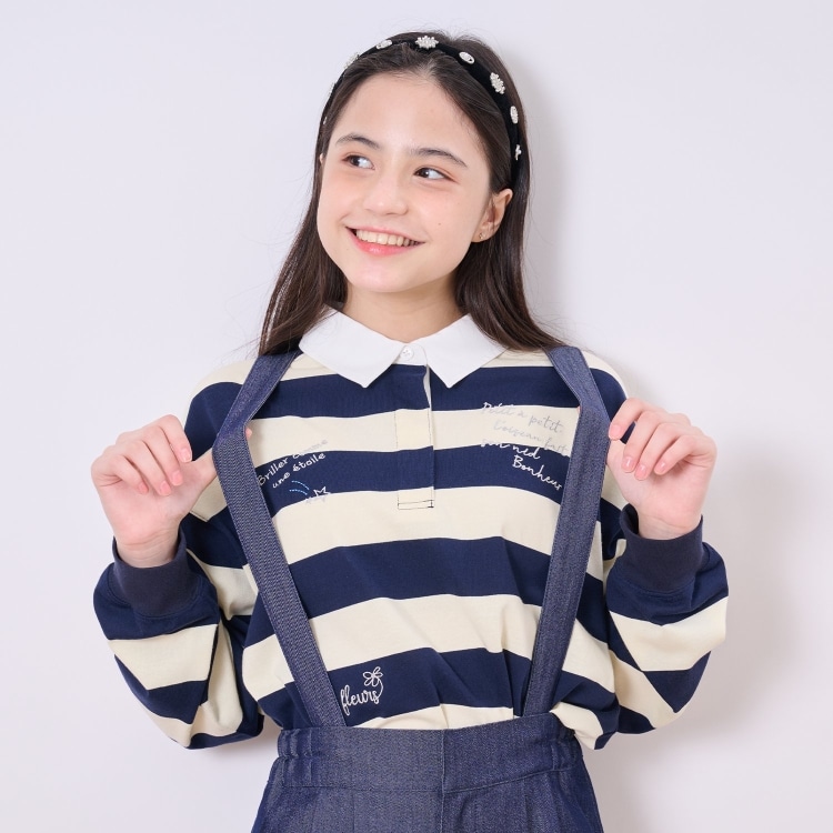 ポンポネットジュニア(pom ponette junior)のらくがき刺しゅうラガーシャツ スウェット・トレーナー