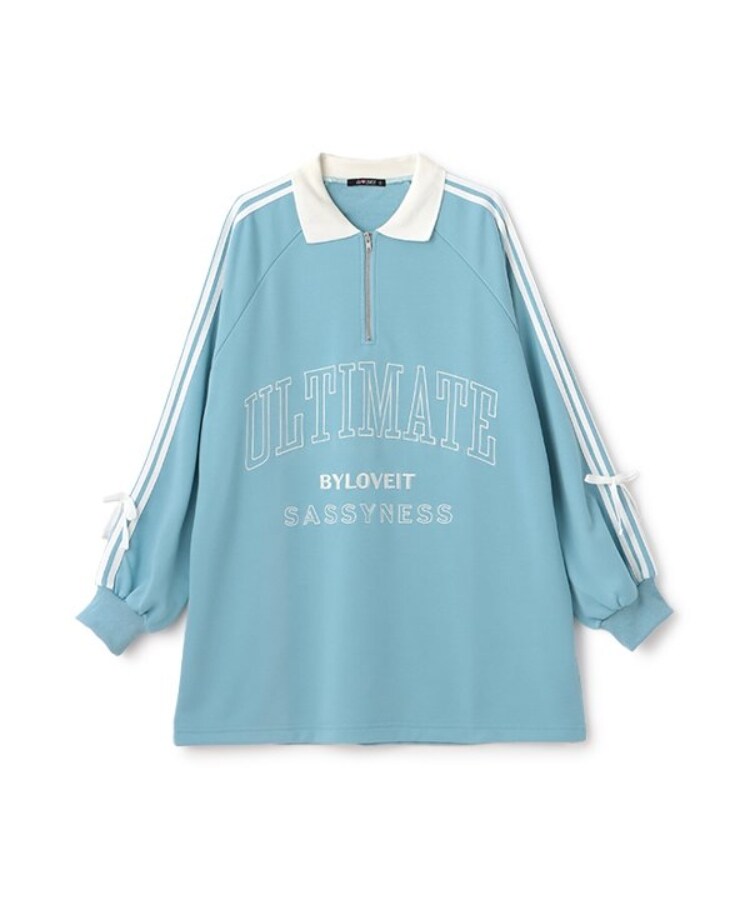 バイ ラビット(by LOVEiT)のハーフジップロゴワンピース サックスブルー(090)