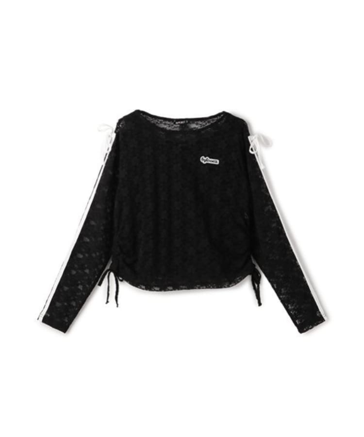 バイ ラビット(by LOVEiT)の【ニコ☆プチ掲載】WリボンレースTシャツセット ブラック(219)