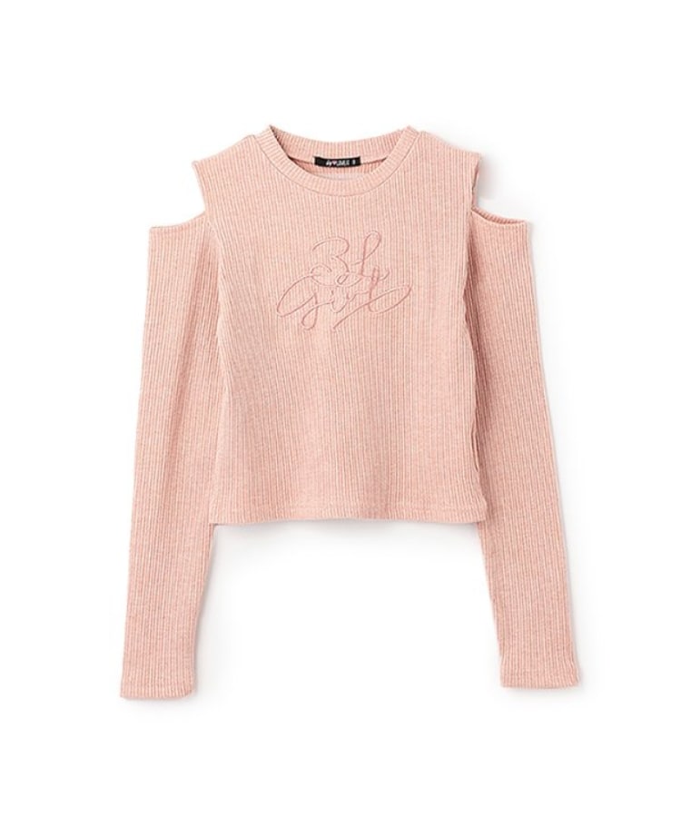 バイ ラビット(by LOVEiT)のテレコ肩スリット長袖Tシャツ ピンク(071)