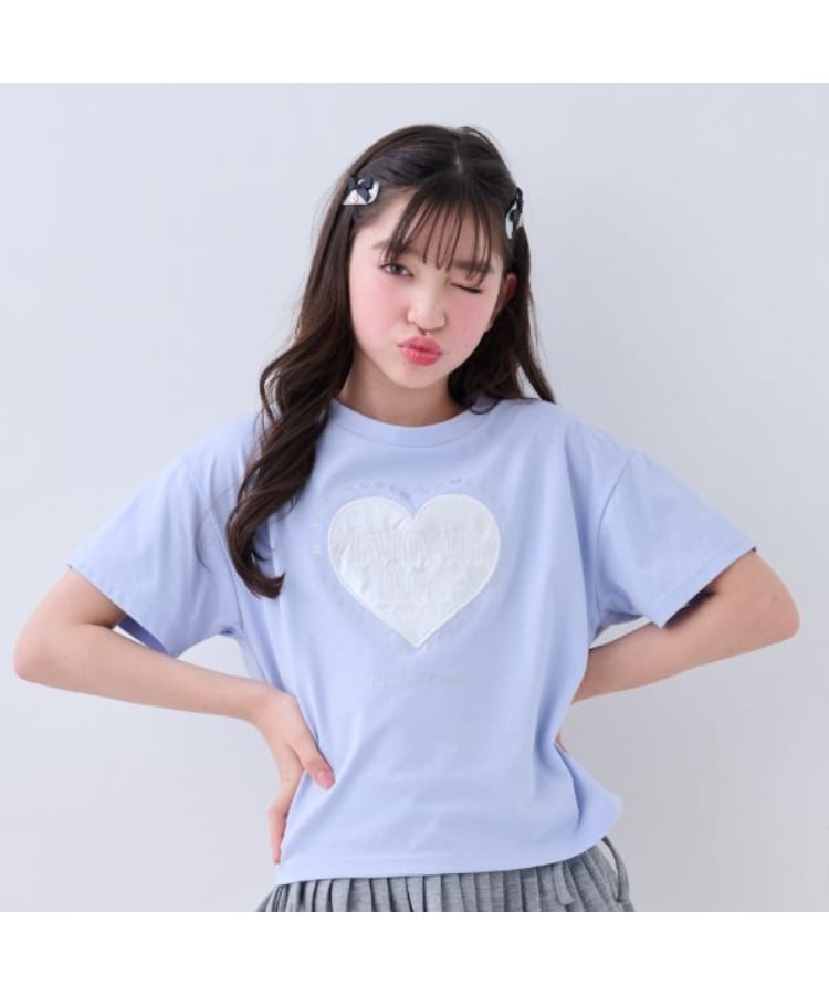 バイ ラビット(by LOVEiT)の★人気商品のため再入荷★ハートパッチTシャツ ブルー(091)