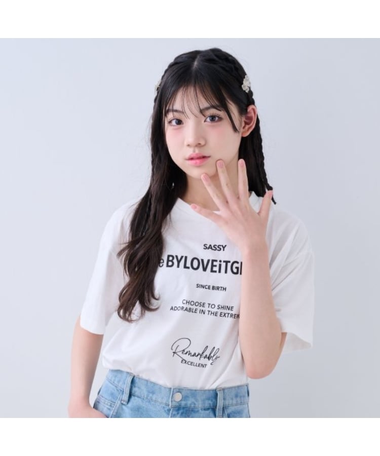 バイ ラビット(by LOVEiT)のおしゃれテキストTシャツ オフホワイト(003)