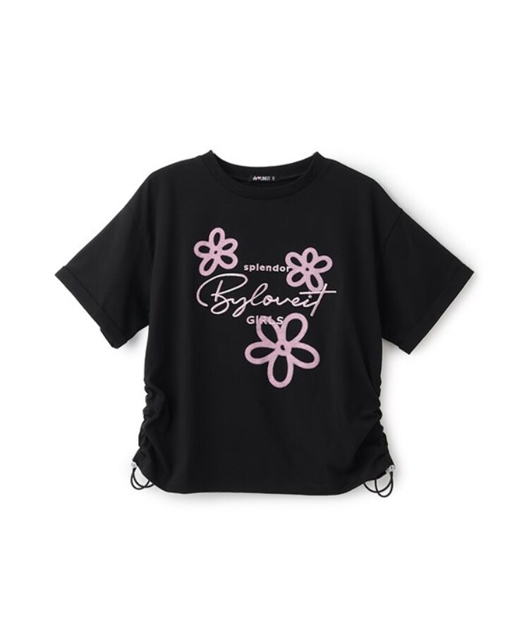 バイ ラビット(by LOVEiT)のエアブラシフラワーTシャツ ブラック(219)