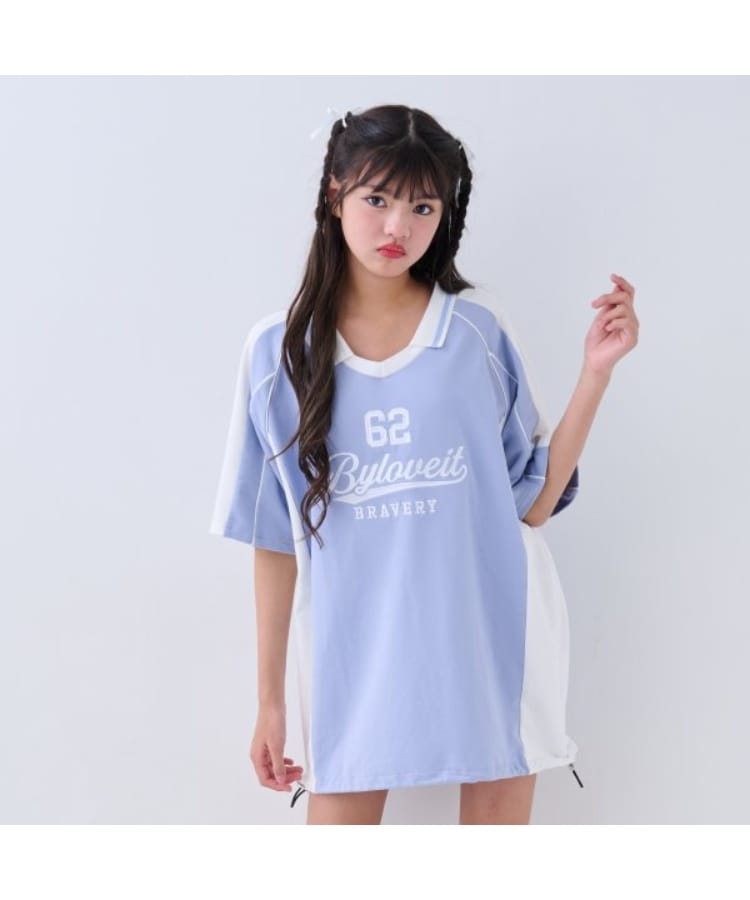 バイ ラビット(by LOVEiT)のミニワンピース サックスブルー(090)