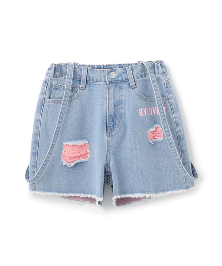 バイ ラビット(by LOVEiT)のダメージショートパンツ サックスブルー(090)