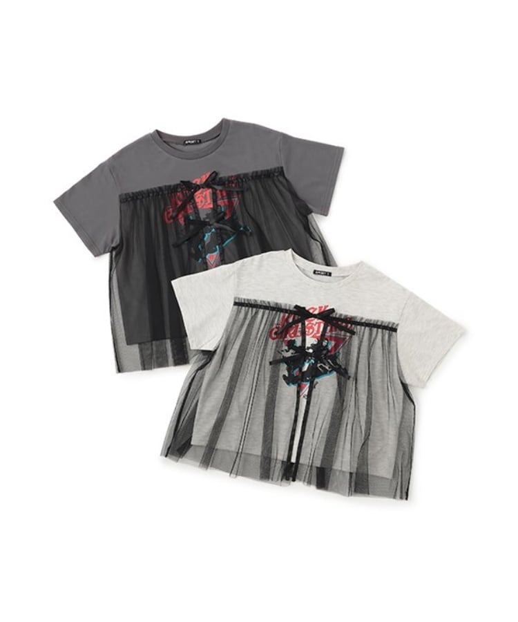 バイ ラビット(by LOVEiT)のチュール付きバンドTシャツ7