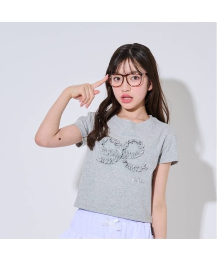 バイ ラビット(by LOVEiT)のクシュクシュおリボンTシャツ グレー(212)