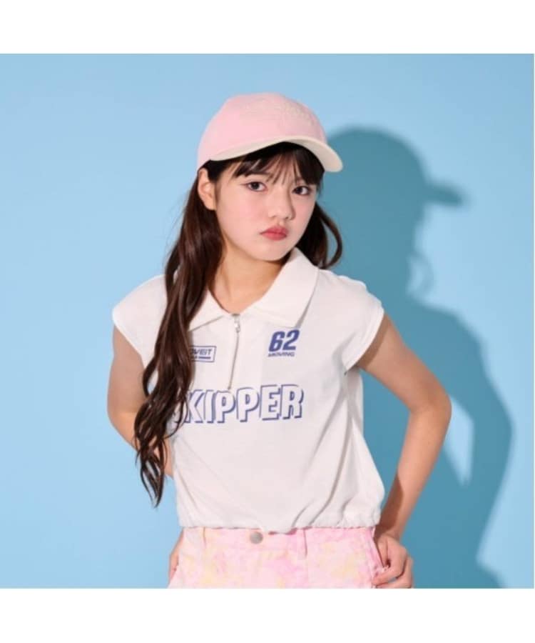 バイ ラビット(by LOVEiT)の【Cuugal掲載】ハーフジップ半袖Ｔシャツ オフホワイト(003)